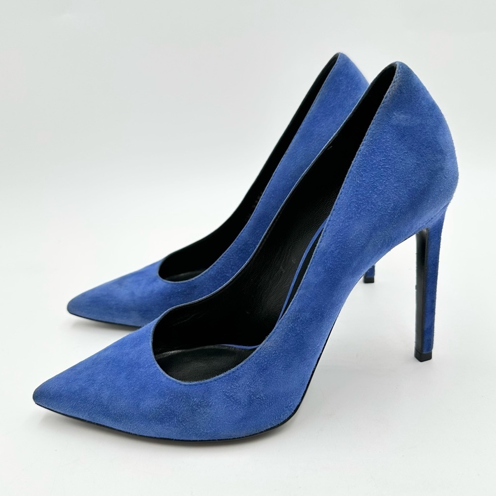 Saint Laurent Paris Pump 105 Blue Suede - Picture 5 of 11